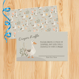 Watercolor Goose Diaper Raffle - Tarjeta de gabine