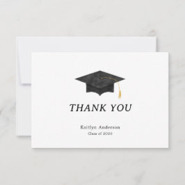 Watercolor Graduation Cap Thank You Card
