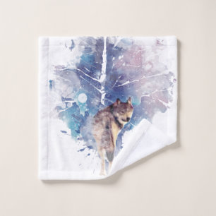 Watercolor Gray Wolf Wildlife Animal Nature Art