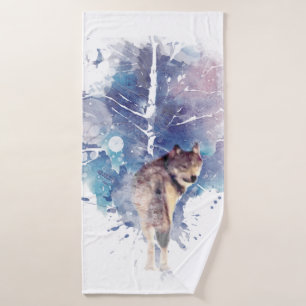 Watercolor Gray Wolf Wildlife Animal Nature Art