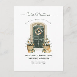 Watercolor Green Door Invierno Nueva Invitación Ho