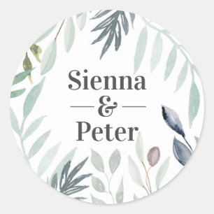 Watercolor Green Foliage nombre adhesivos para bod