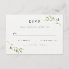 Watercolor Green Leaf Wedding RSVP