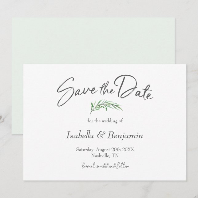 Watercolor Greenery Boho Guardar La Invitación De  (Anverso / Reverso)
