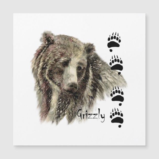Watercolor Grizzly Bear Wildlife Nature Art (Anverso)