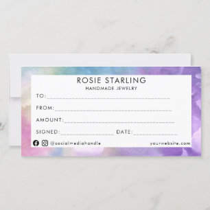 Watercolor Handmade Business Gem Heart Voucher