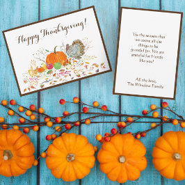 Watercolor Happy Thanksgiving Pumpkin And Turkey