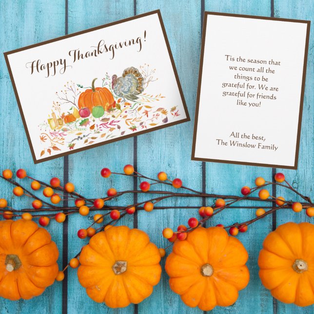 Watercolor Happy Thanksgiving Pumpkin And Turkey (Subido por el creador)