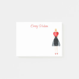 Watercolor Heart Fashion Chica Notas Post-it