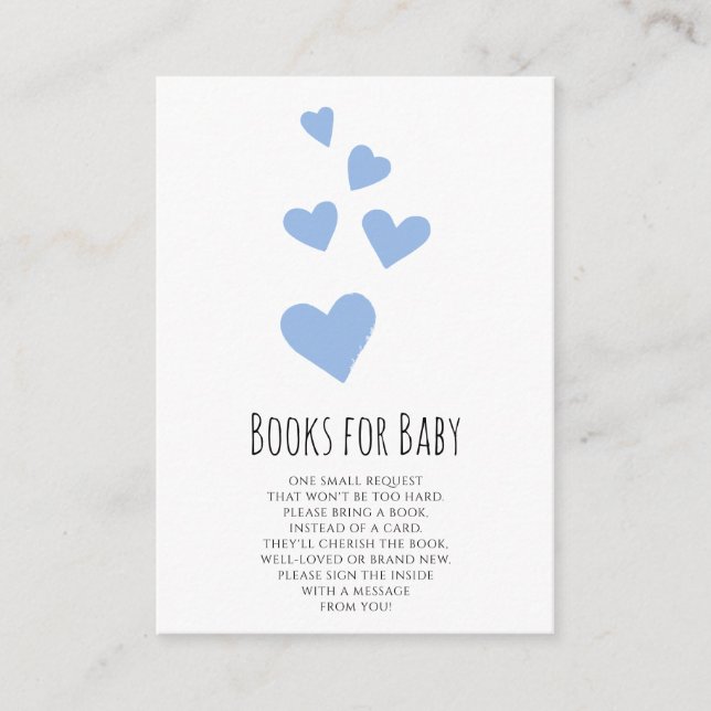 Watercolor Hearts Boy Books para la tarjeta de beb (Anverso)