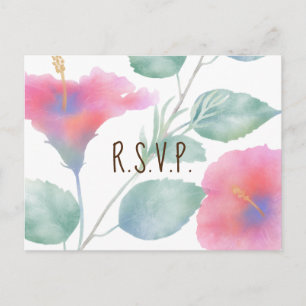 Watercolor Hibiscus Maui Wedding Tarjeta RSVP