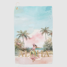 Watercolor Hula Chica Aloha Hawaii Toalla de Golf