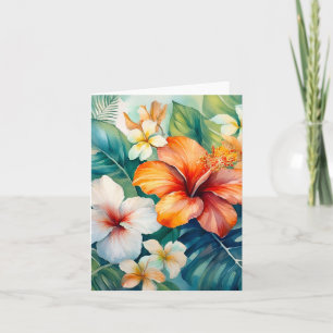 Watercolor Jardín Hawaiano Tropical Hibiscus