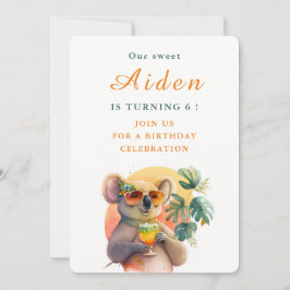 Watercolor Koala - Tarjeta de invitación por cumpl