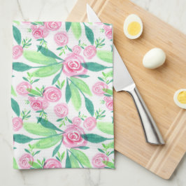 Watercolor La Rosa Floral Pattern Kitchen Toalla
