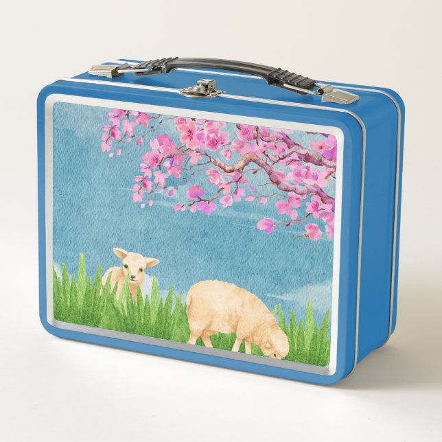 Watercolor Lambs Lunch Box - De Inspiración Agríco (Anverso)