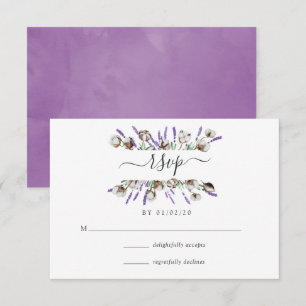 Watercolor Lavanda Algodón Boda País RSVP Ca