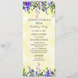 Watercolor Lavender Floral Yellow Birday Menu