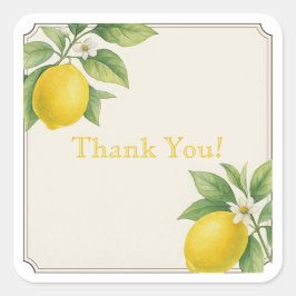 Watercolor Lemon Gracias Pegatina Cuadrado