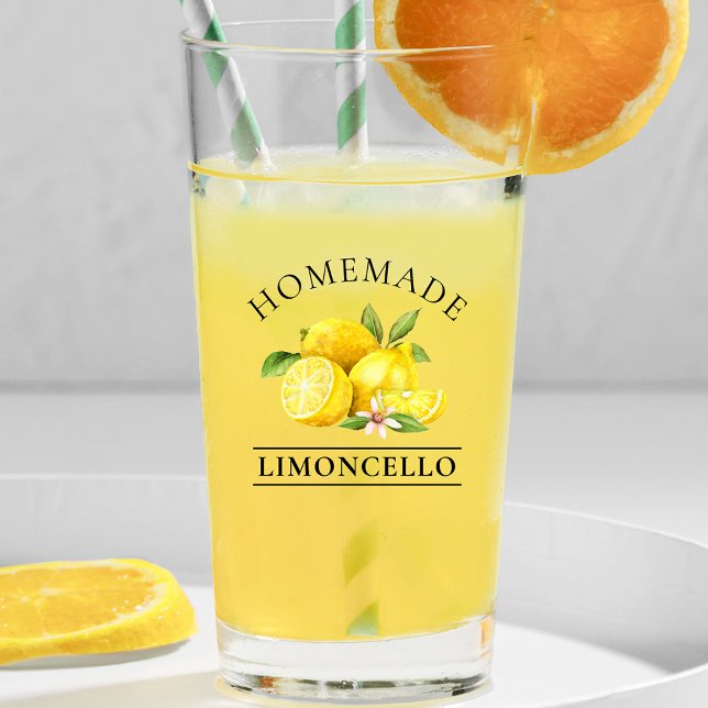 Watercolor Lemons Limoncello Casero (Limoncello Glass)