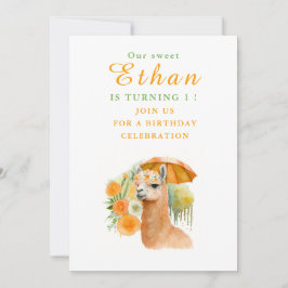 Watercolor Llama Alpaca - Tarjeta invitativa de cu
