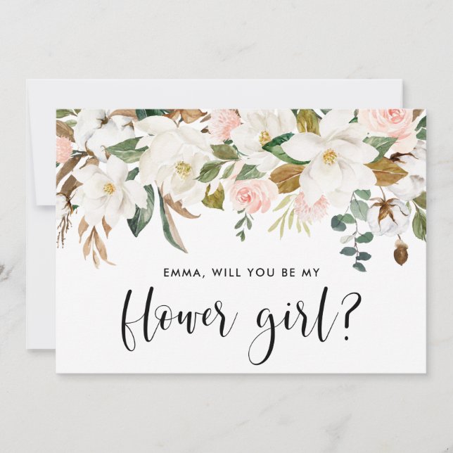 Watercolor Magnolia Cotton Garland Flower Girl (Anverso)