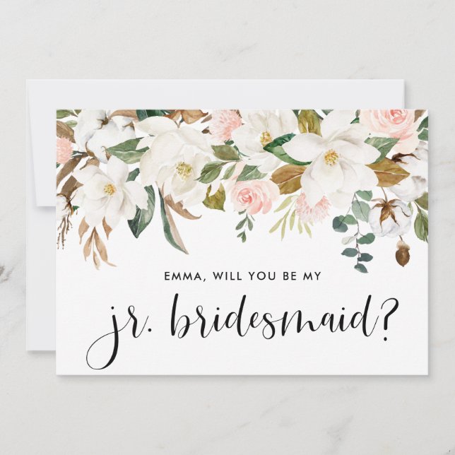 Watercolor Magnolia Cotton Garland Jr. Bridesmaid (Anverso)