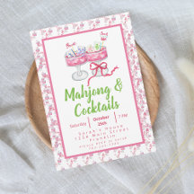 Watercolor Mahjong Grandmillennial Cocktail Fiesta