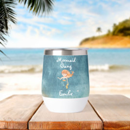 Watercolor Mermaid Gang Cute Moderno Equipo Boda