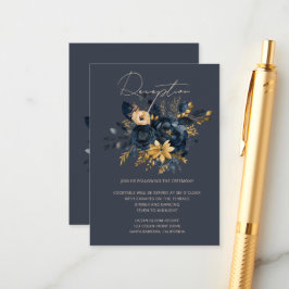 Watercolor Midnight Blue Gold Recepción floral
