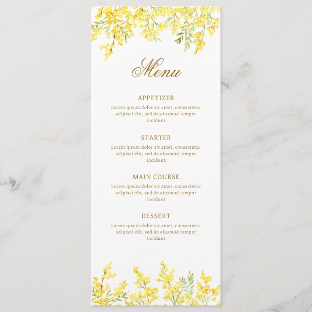 Watercolor Mimosa Classic Menu (Anverso)