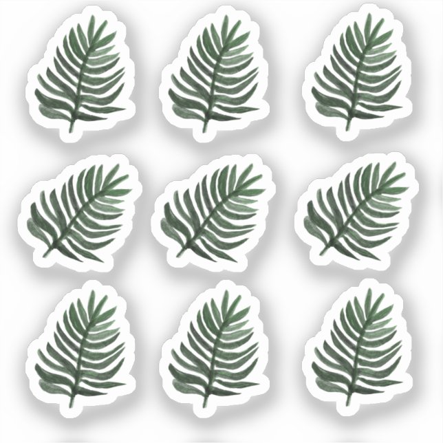 Watercolor Monstera Leaf Greenery Pegatina Set (Anverso)