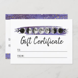 Watercolor Moons Tarjeta de certificado de ciclo l