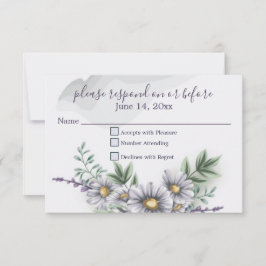 Watercolor Morado Daisy Wedding RSVP