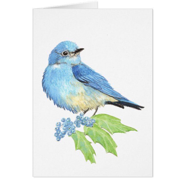 Watercolor Mountain Bluebird Blue Bird Art para (Frente)