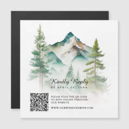 Watercolor Mountain QR Code RSVP Tarjeta magnética