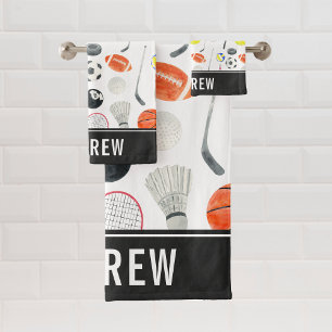 Watercolor Multi Sport Pattern Balls Nombre del ni