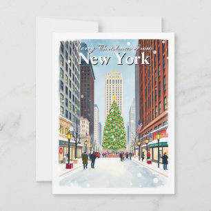 Watercolor Nueva York Navidades Viajan con tarjeta