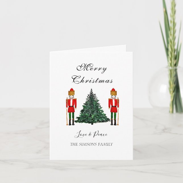 Watercolor Nutcracker Feliz Navidad Festividad (Anverso)