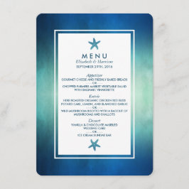 Watercolor Ocean Starfish Beach Wedding Menu
