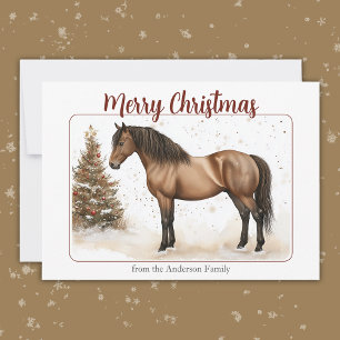 Watercolor Paso Caballo Feliz Navidad Vintage