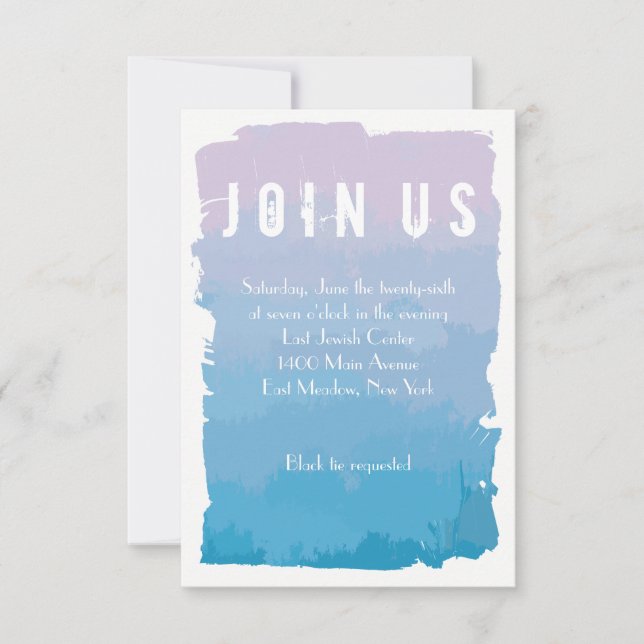 WATERCOLOR PASSION Bat Mitzvah Invitación (Anverso)
