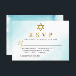 Watercolor Pastel Blue Gold Bat Mitzvah RSVP Card<br><div class="desc">Watercolor Pastel Blue Gold Bat Mitzvah RSVP Card</div>