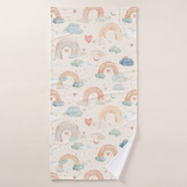 Watercolor Pastel Rainbow Baby Bath Towel