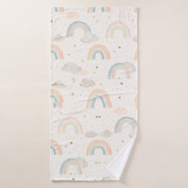 Watercolor Pastel Rainbow Baby Hooded Towel