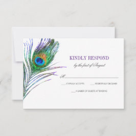 Watercolor Peacock Feather Wedding RSVP