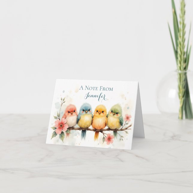Watercolor Personalized Pastel Birds Blank (Anverso)