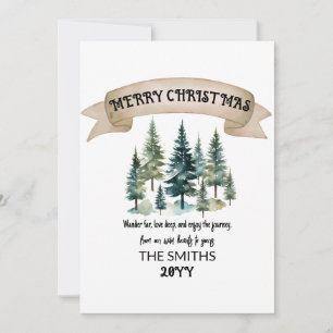 Watercolor Pine Trees Forestal Feliz Navidad