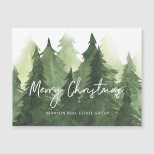 Watercolor Pine Trees Negocios Feliz Navidad