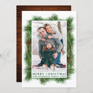 Watercolor Pines Frame Wood Feliz Navidad